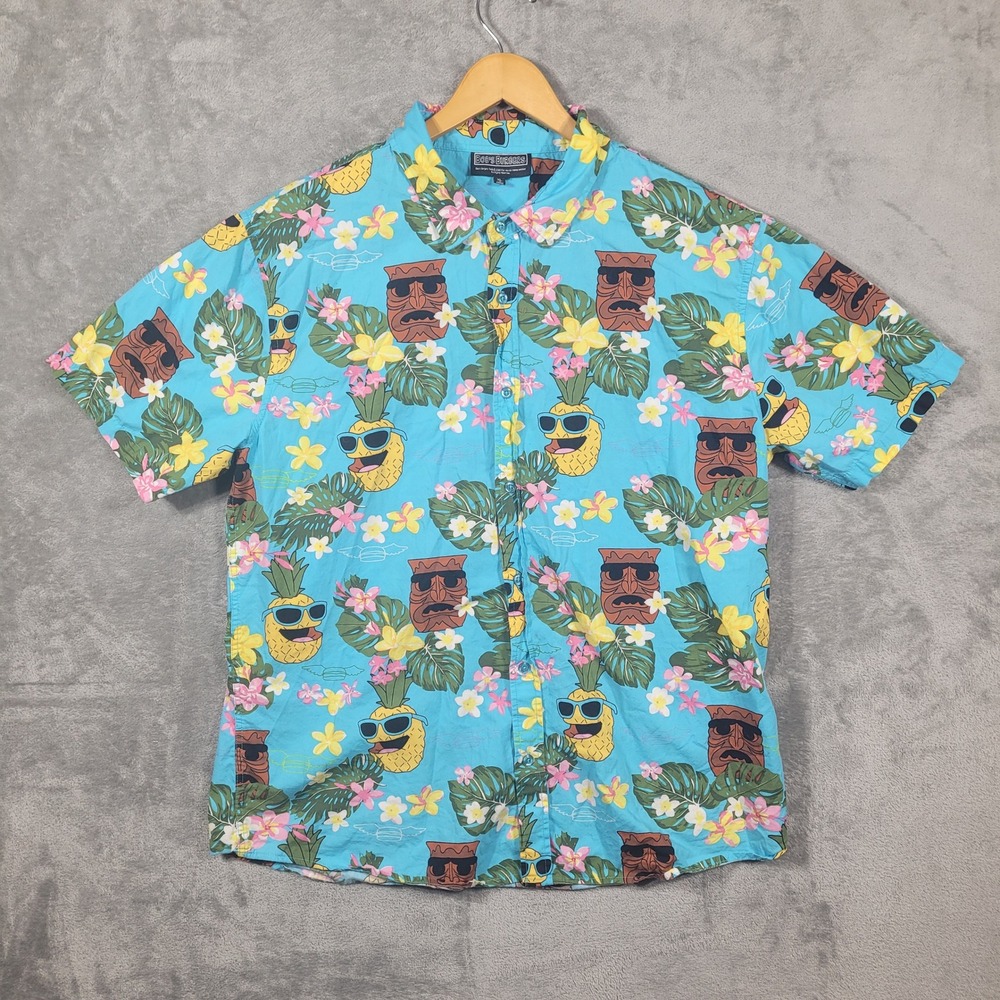 Bobs Burgers Hawaiian Shirt Small XL Pineapple Tiki Blue Button Tropical